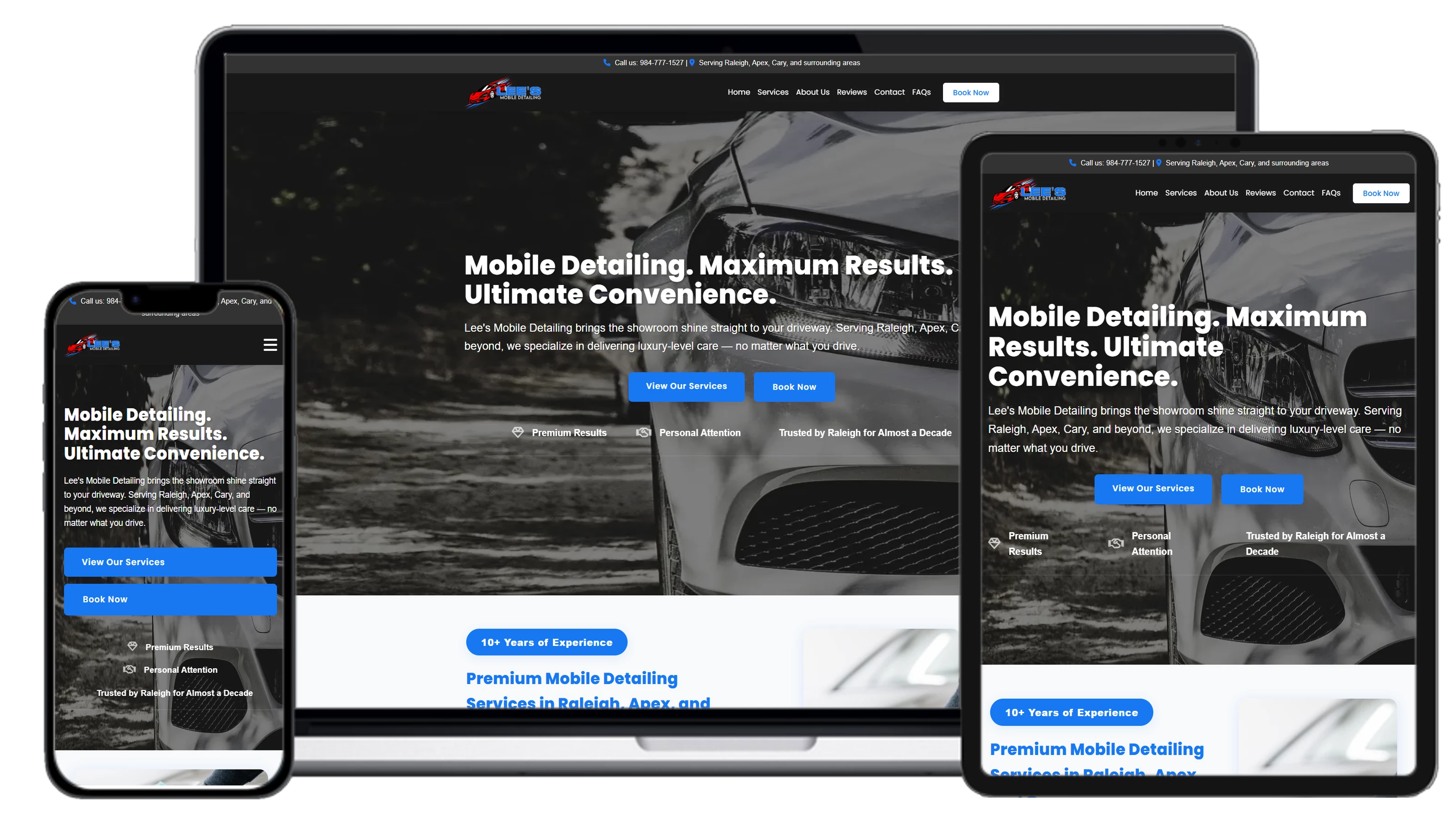 Lee's Mobile Detailing website mockup